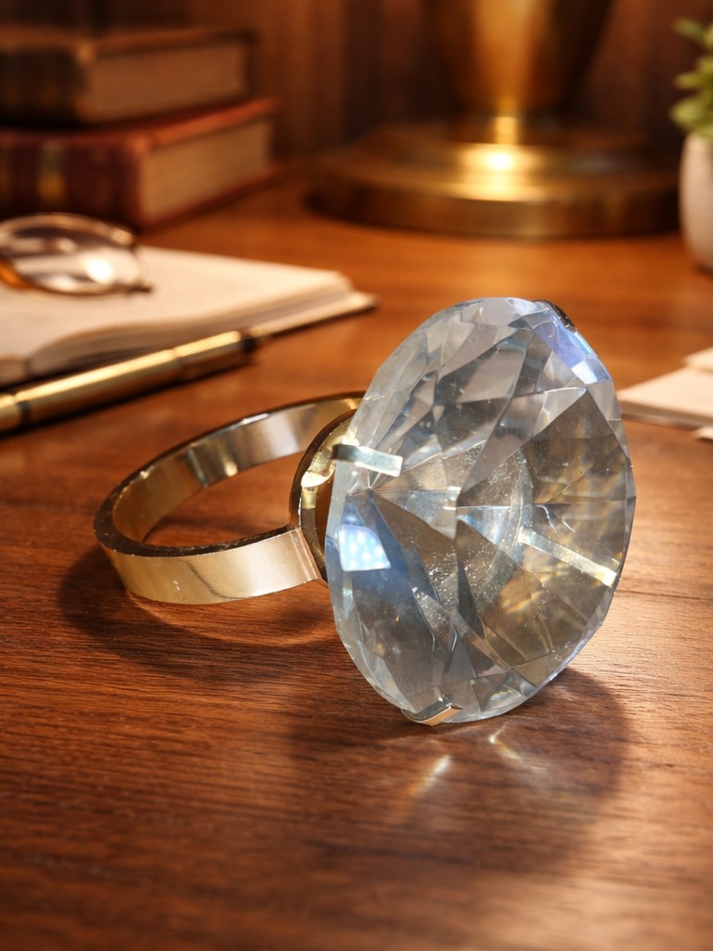 Crystal 3" Faux Diamond Ring Paperweight Wedding Engagement